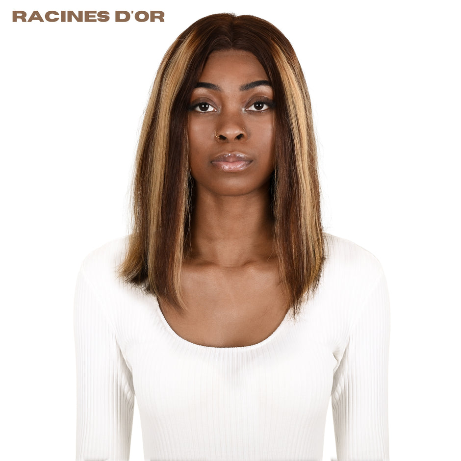 Glatte quadratische Perücke ohne Kleber # Spitze 13x4 & 100% Natural Remy Hair & Color P4/27 Blondem Honig