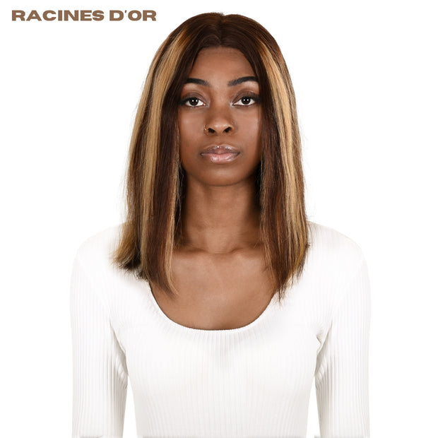 Glatte quadratische Perücke ohne Kleber # Spitze 13x4 & 100% Natural Remy Hair & Color P4/27 Blondem Honig