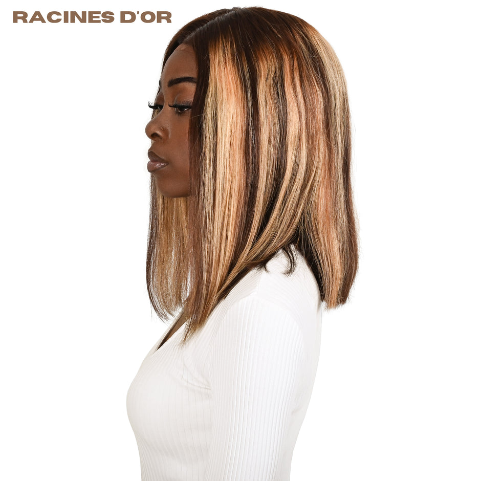 Glatte quadratische Perücke ohne Kleber # Spitze 13x4 & 100% Natural Remy Hair & Color P4/27 Blondem Honig
