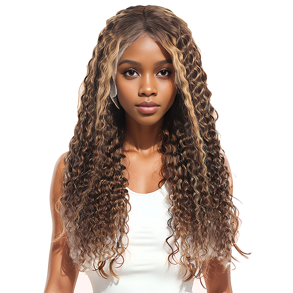 Perruque Bouclée Curly  13x4 Lace Wig 100% Cheveux Remy Naturels - P4/27 Blond Miel