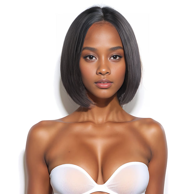 Glatte quadratische Perücke ohne Kleber # Spitze 13x4 & 100%Natural Remy Hair & Nature Color
